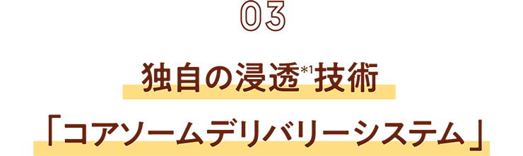 【03】独自の浸透(*1)技術「コアソームデリバリーシステム」