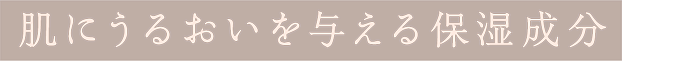 肌にうるおいを与える保湿成分