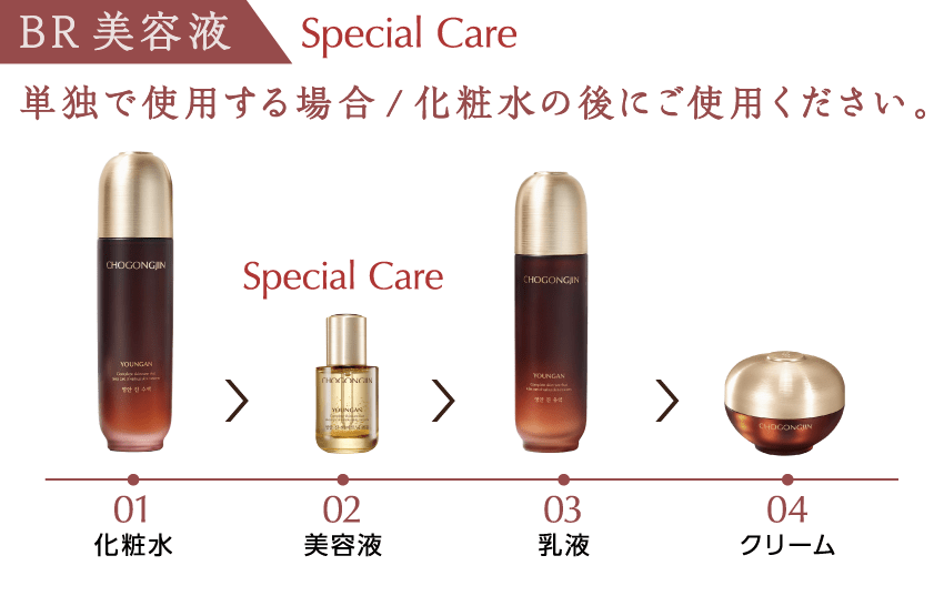 [BR美容液1] 単独で使用する場合/化粧水の後にご使用ください。