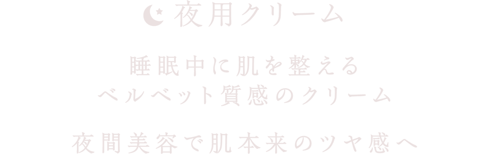 [夜用クリーム] 睡眠中に肌を整えるベルベット質感のクリーム 夜間美容で肌本来のツヤ感へ