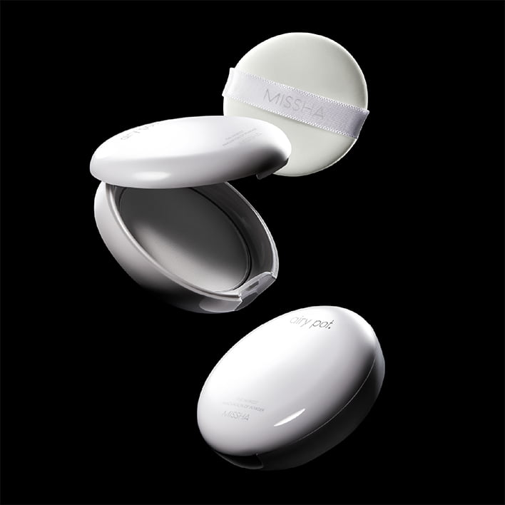 ミシャ エアリーポット プレストパウダー クリア／ピンク／ミント