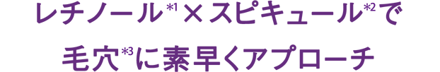 レチノール(*1)×スピキュール(*2)で毛穴(*3)に素早くアプローチ