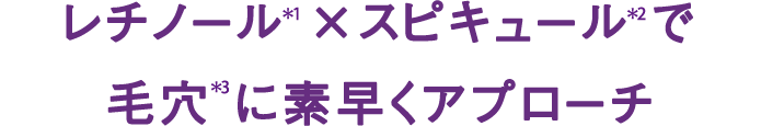 レチノール(*1)×スピキュール(*2)で毛穴(*3)に素早くアプローチ