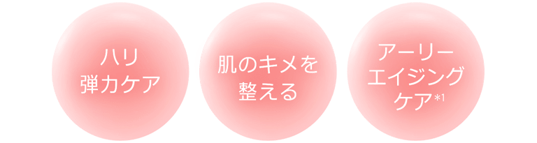 ハリ・弾力ケア／肌のキメを整える／アーリーエイジングケア(＊1)