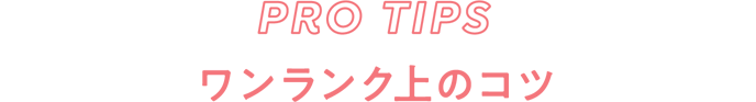 PRO TIPS ワンランク上のコツ