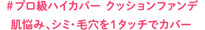 #プロ級ハイカバー クッションファンデ 肌悩み、シミ・毛穴を1タッチでカバー