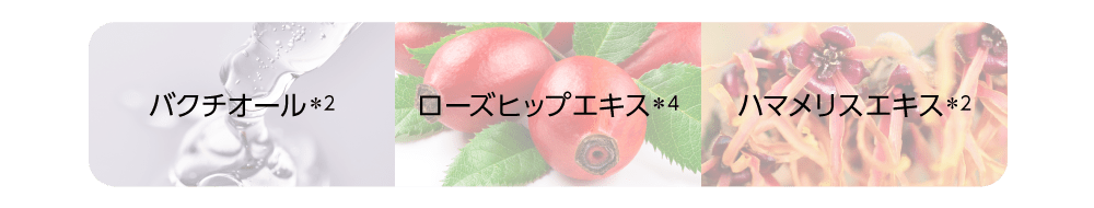 バクチオール／ローズヒップエキス／ハマメリスエキス