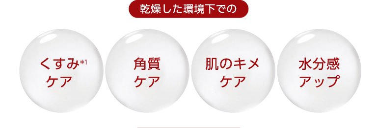 乾燥した環境下でのくすみ＊1ケア 角質ケア 肌のキメケア 水分感アップ