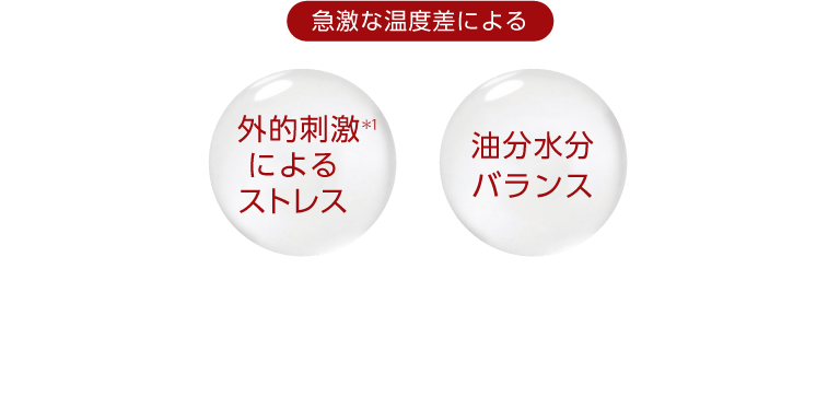 急激な温度差による外的刺激＊1によるストレス 油分水分バランス
