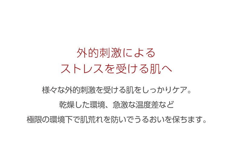 外的刺激によるストレスを受ける肌へ